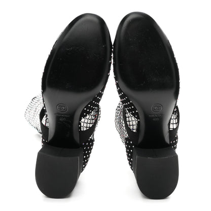 Chanel Mesh Crystal Patent CC Bow High Boots 40 Black 6 of 8
