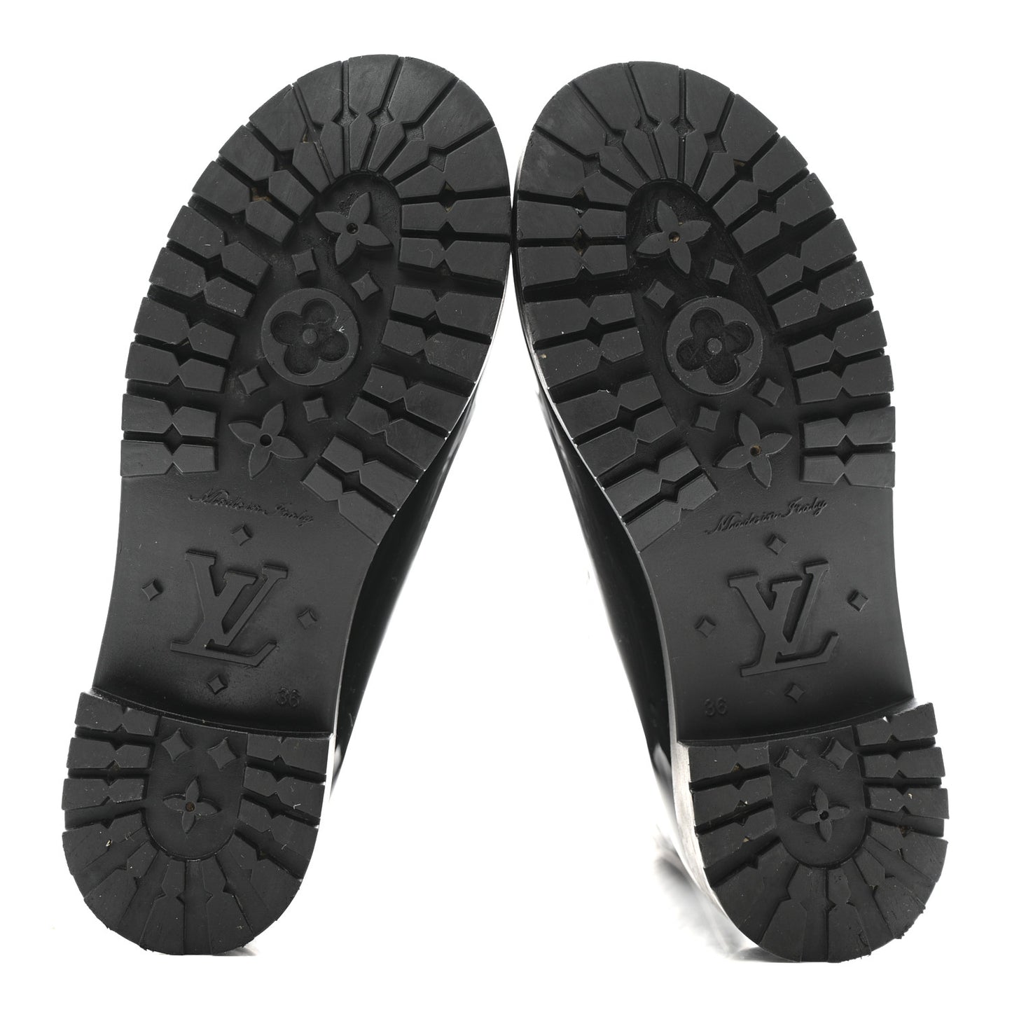 Rubber Embossed Monogram Splash Rain Boots 36 Black
