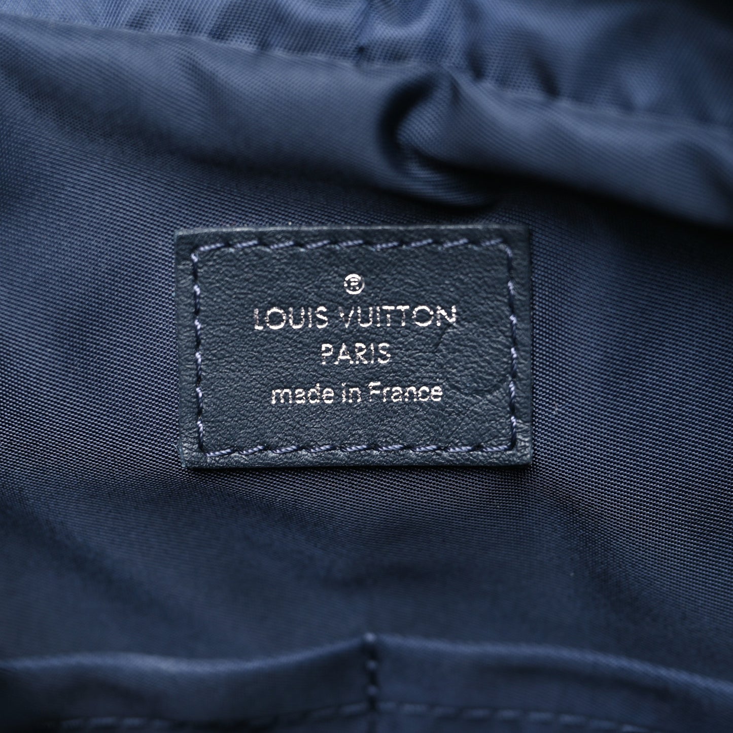 Calfskin Nylon V Line Pulse Backpack Navy