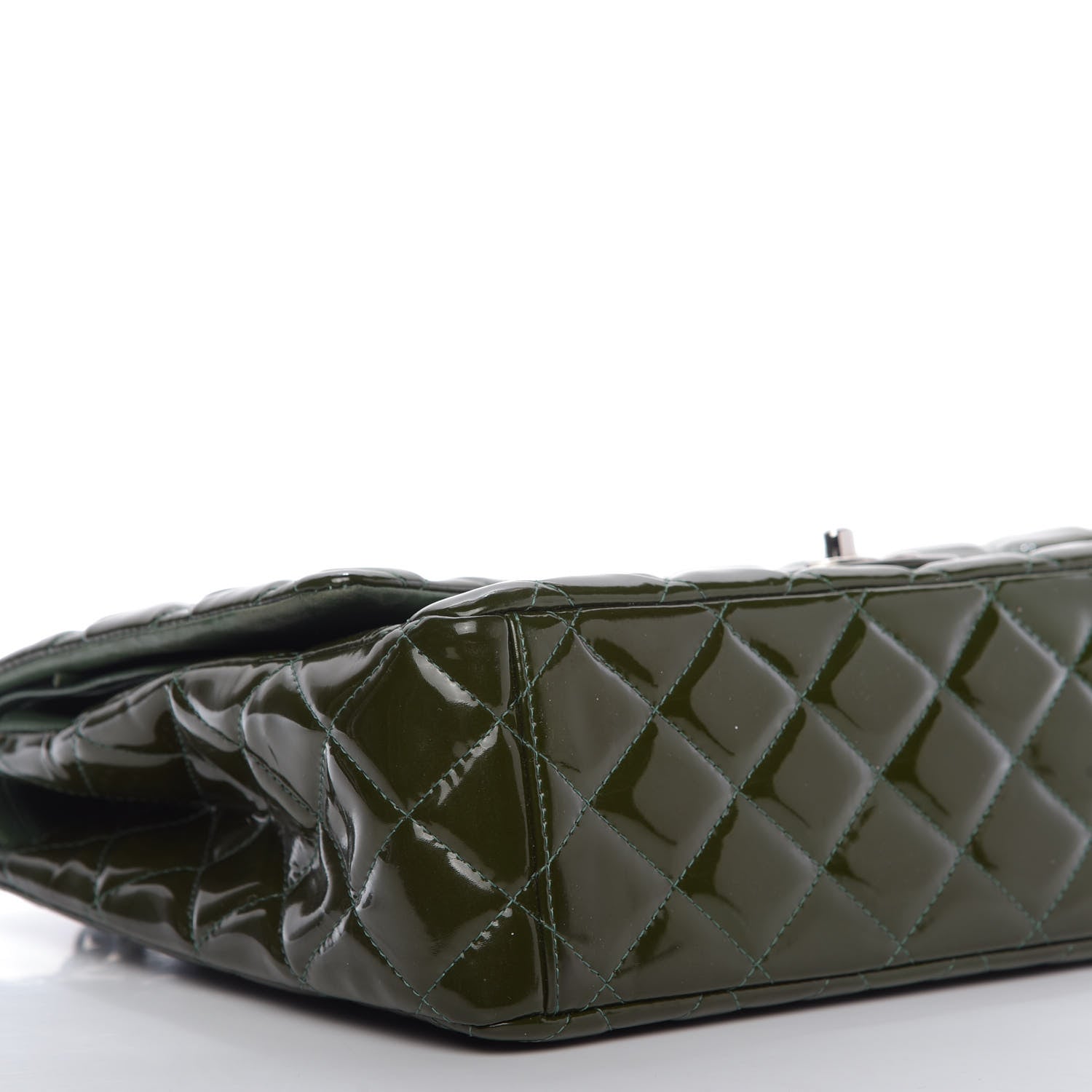 Chanel Patent Quilted Maxi Double Flap Dark Green 6 of 10