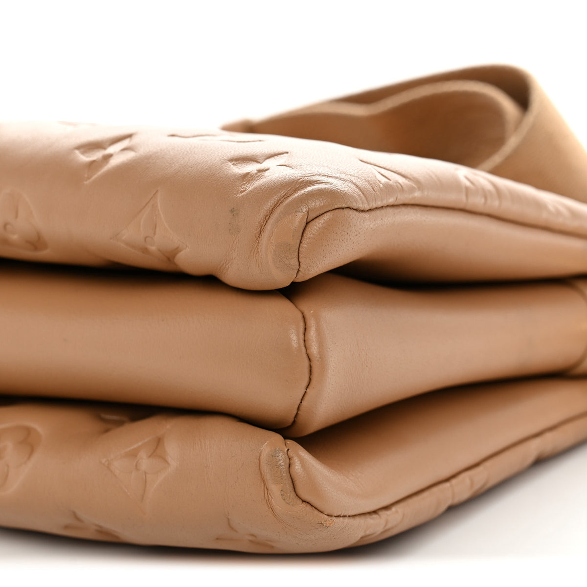 Lambskin Embossed Monogram Coussin PM Camel