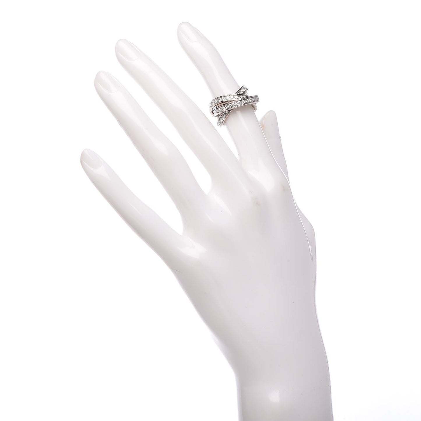 18K White Gold Diamond Trinity Ring 53 6.25