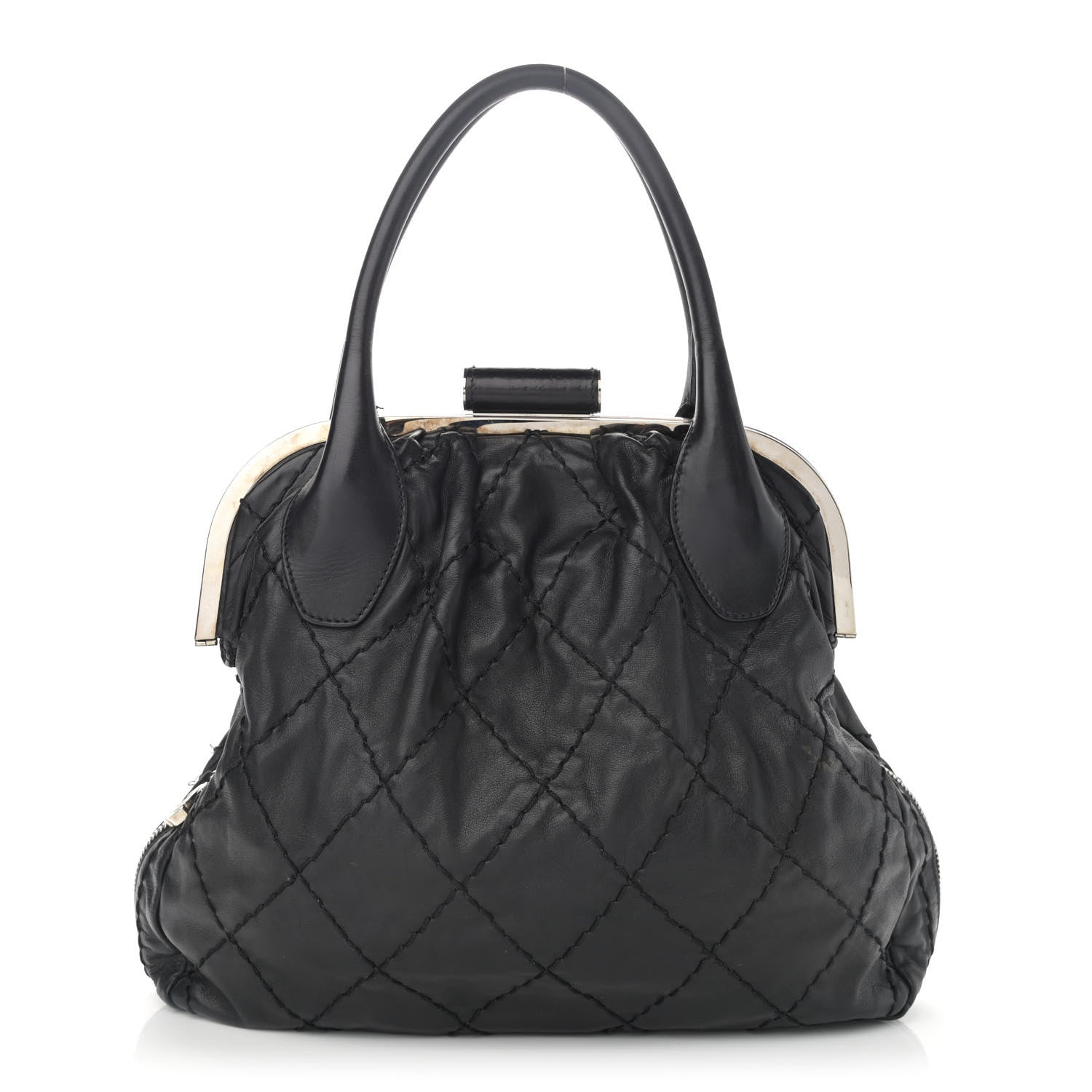 Chanel Calfskin Stitched Expandable Frame Bag Black 1 of 12