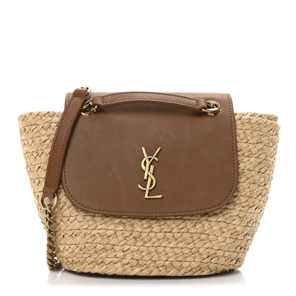 Saint Laurent Raffia Calfskin Mini Manon Natural Brick 1 of 9