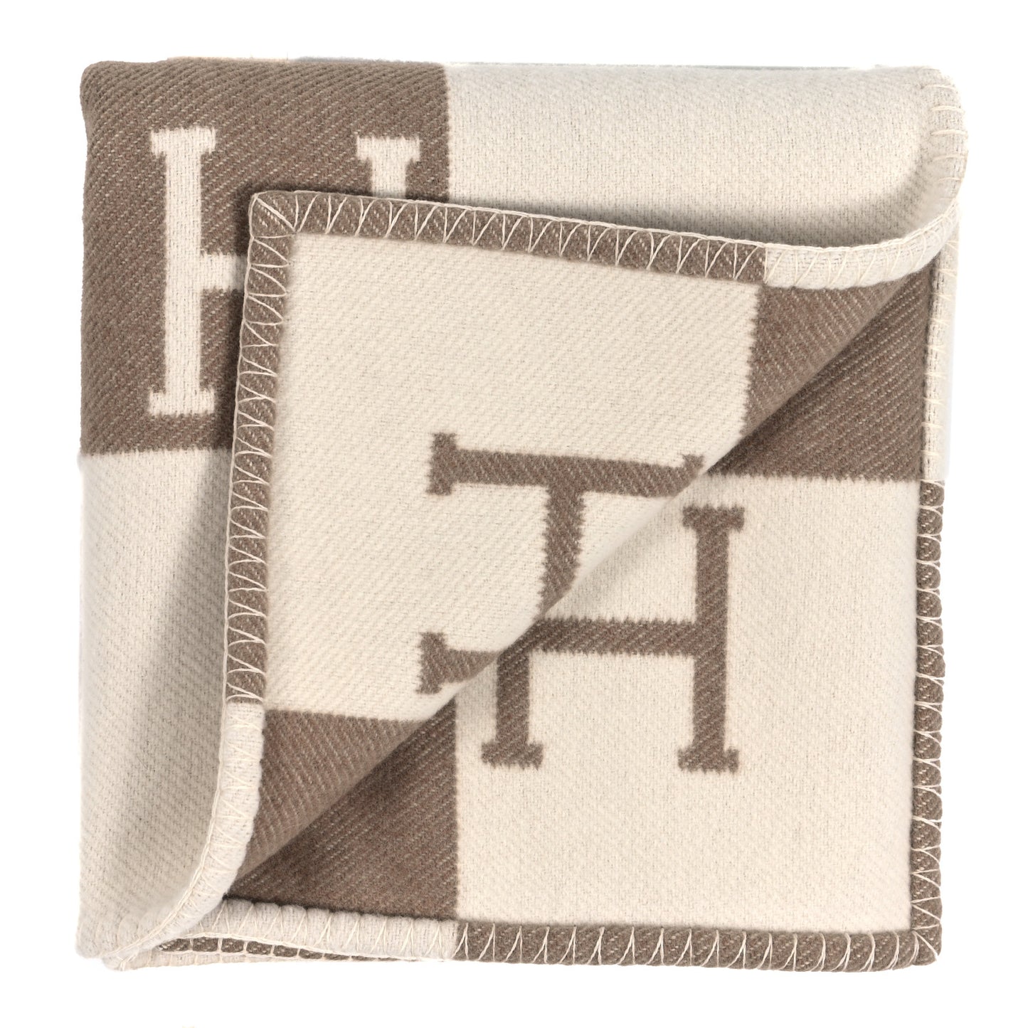 Wool Cashmere Avalon Baby Blanket Noisette Moyen White