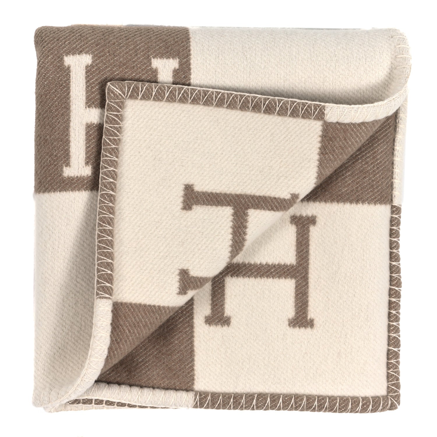 Hermes Wool Cashmere Avalon Baby Blanket Noisette Moyen White 2 of 3