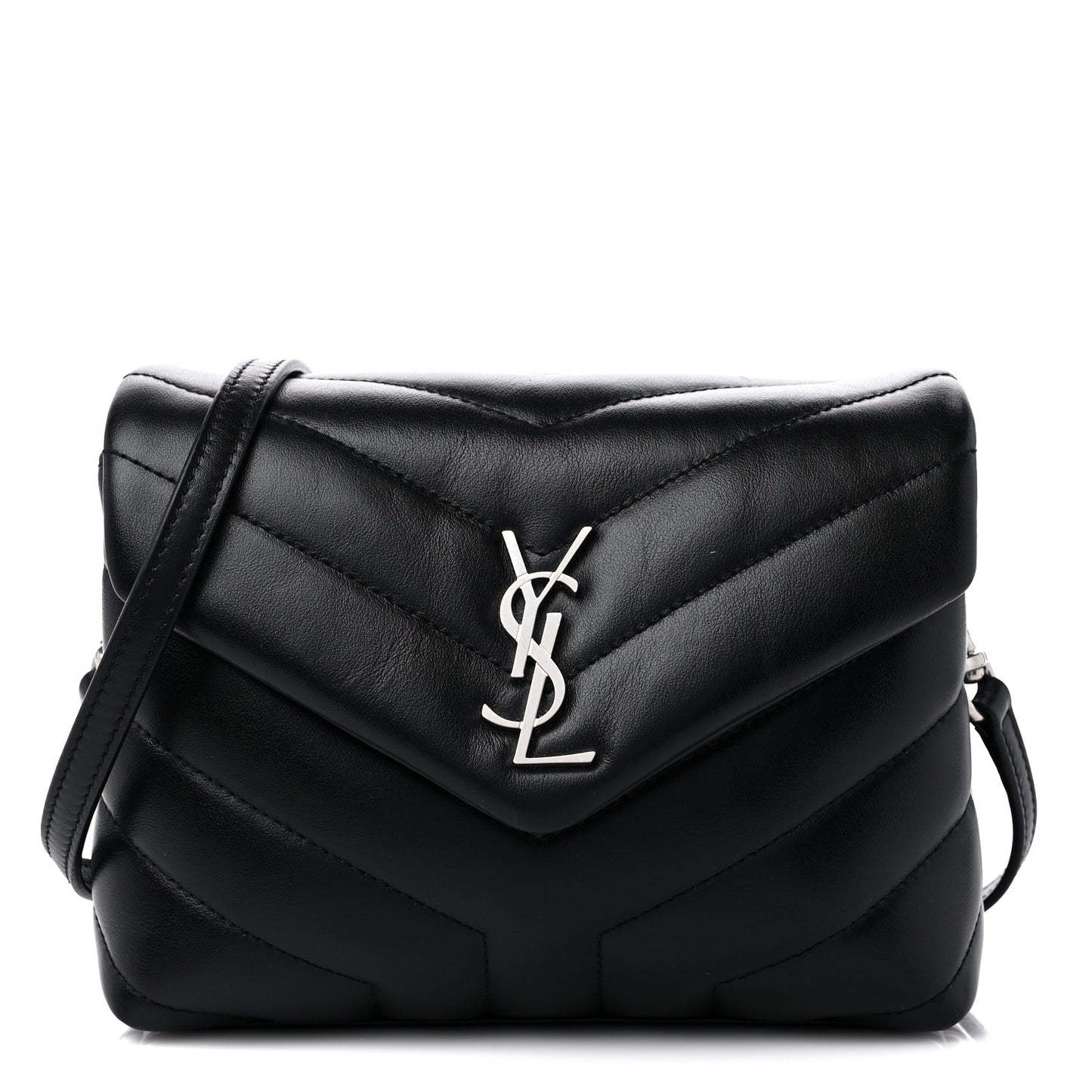 Calfskin Y Quilted Monogram Toy Loulou Crossbody Bag Black