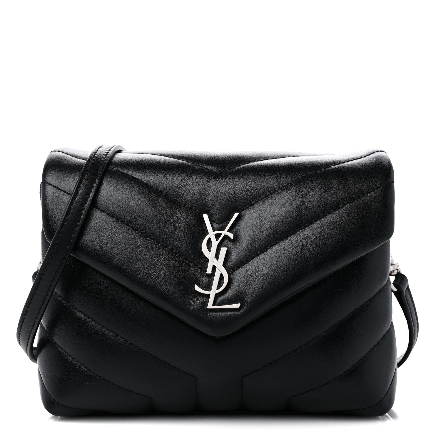 Saint Laurent Calfskin Y Quilted Monogram Toy Loulou Crossbody Bag Black 1 of 10