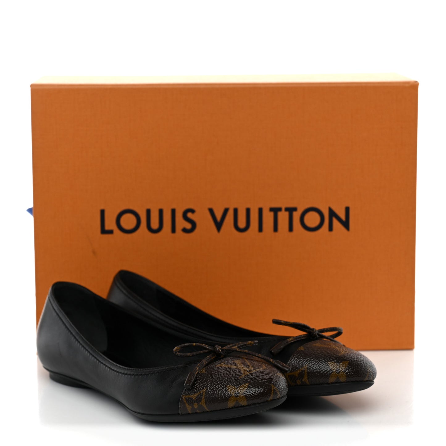 Calfskin Monogram Bow Ballerina Flats 38 Black