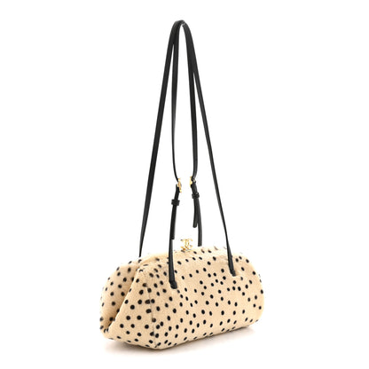 Chanel Pony Hair Cheetah Printed Creative Fabrics CC Clutch With Strap Light Beige Black 3 of 11