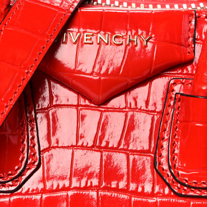 Givenchy Calfskin Crocodile Embossed Mini Antigona Red 8 of 10