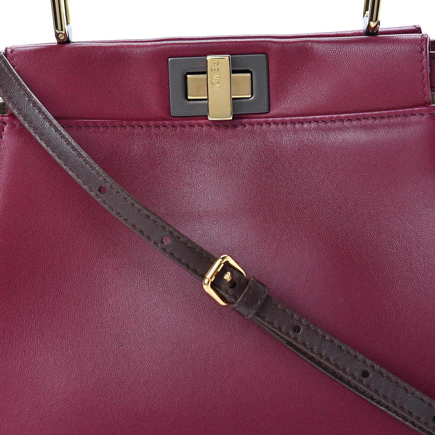 Nappa Mini Peekaboo Iconic Satchel Black Cherry Brown