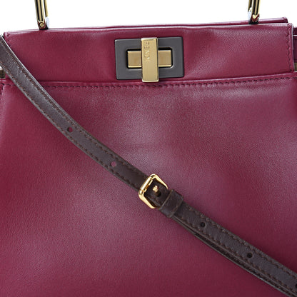 Fendi Nappa Mini Peekaboo Iconic Satchel Black Cherry Brown 9 of 13