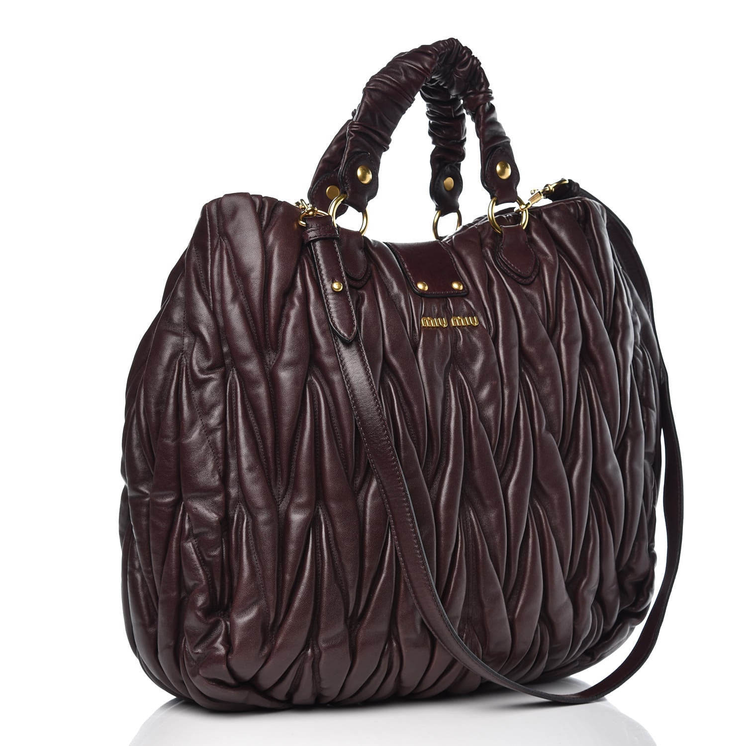 Miu Miu Nappa Matelasse Shopping Tote Prugna 3 of 11