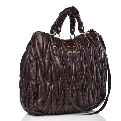 Miu Miu Nappa Matelasse Shopping Tote Prugna 3 of 11