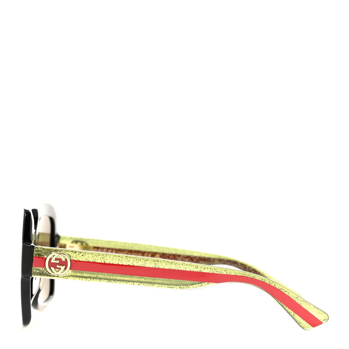 Acetate Square Frame Web Glitter Sunglasses GG0036SN Black Green