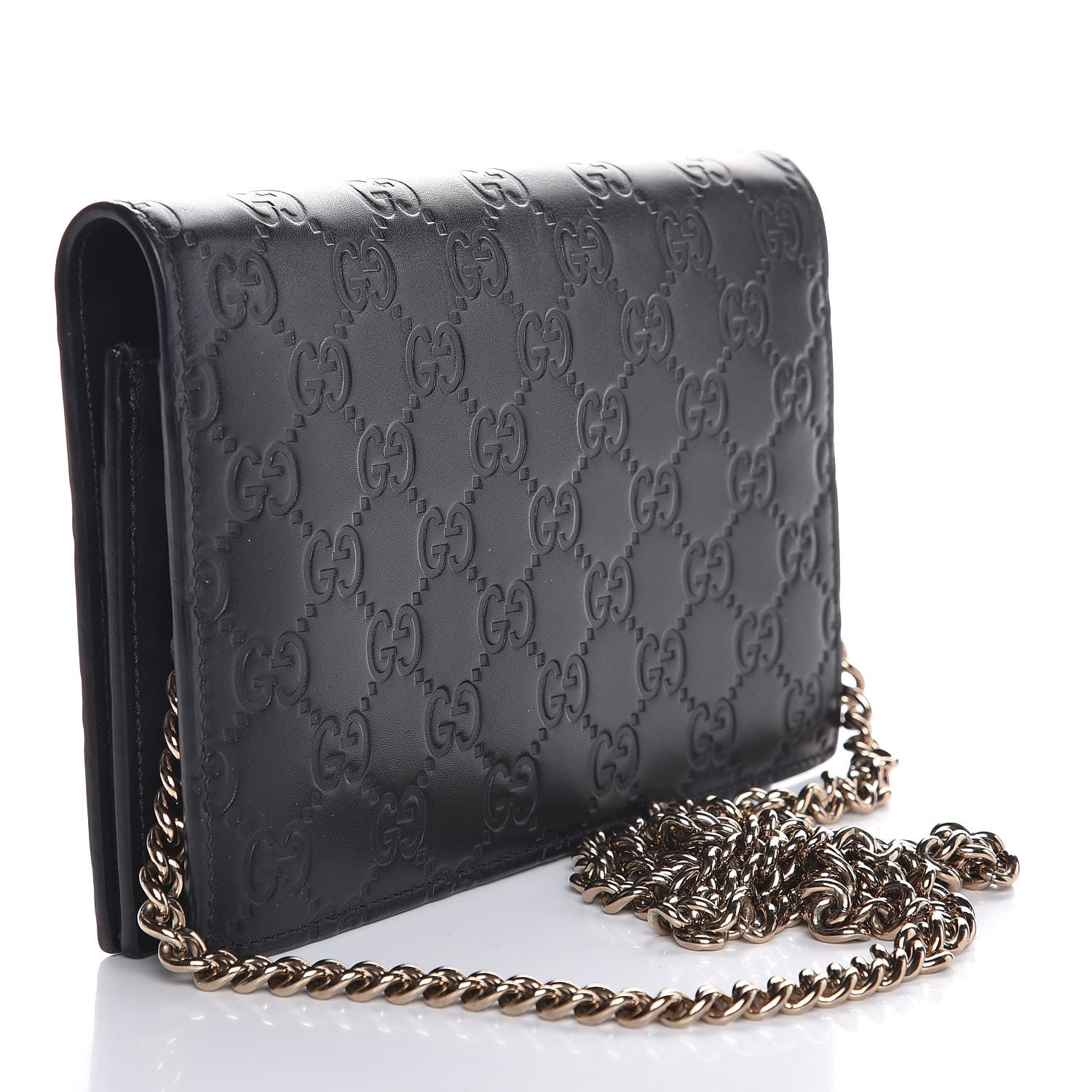 Gucci Guccissima Signature Bowy Chain Wallet Black 3 of 6