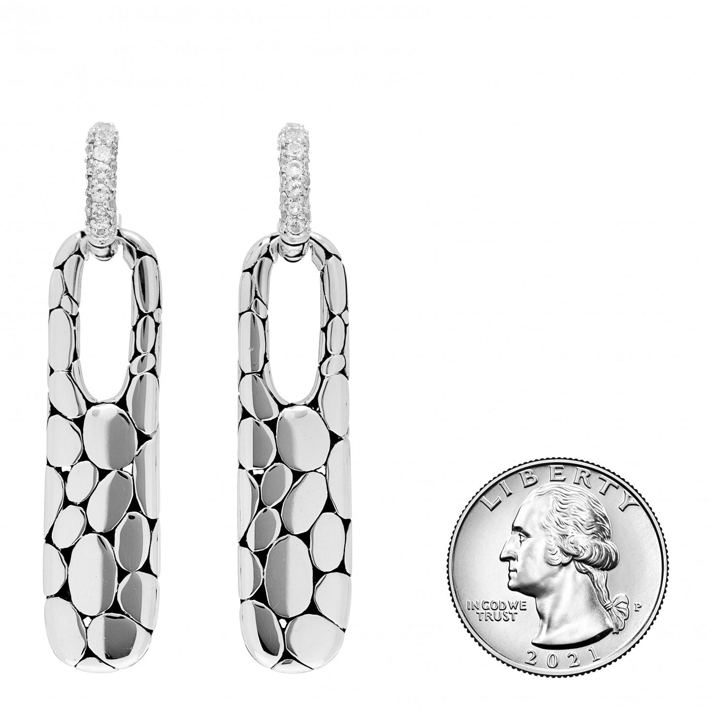 Sterling Silver White Sapphire Kali Drop Earrings