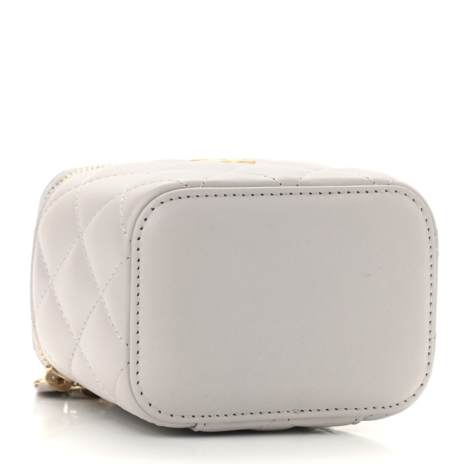 Chanel Lambskin Quilted Top Handle Mini Vanity Case With Chain Grey 4 of 11