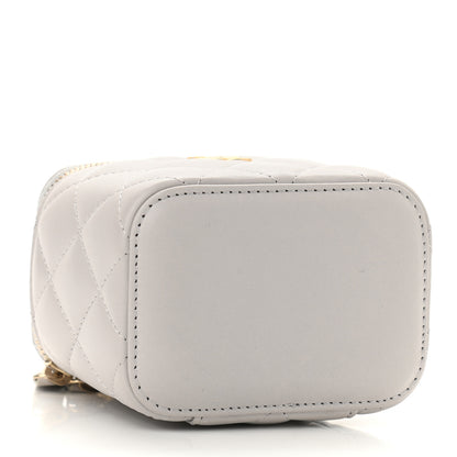 Chanel Lambskin Quilted Top Handle Mini Vanity Case With Chain Grey 4 of 11
