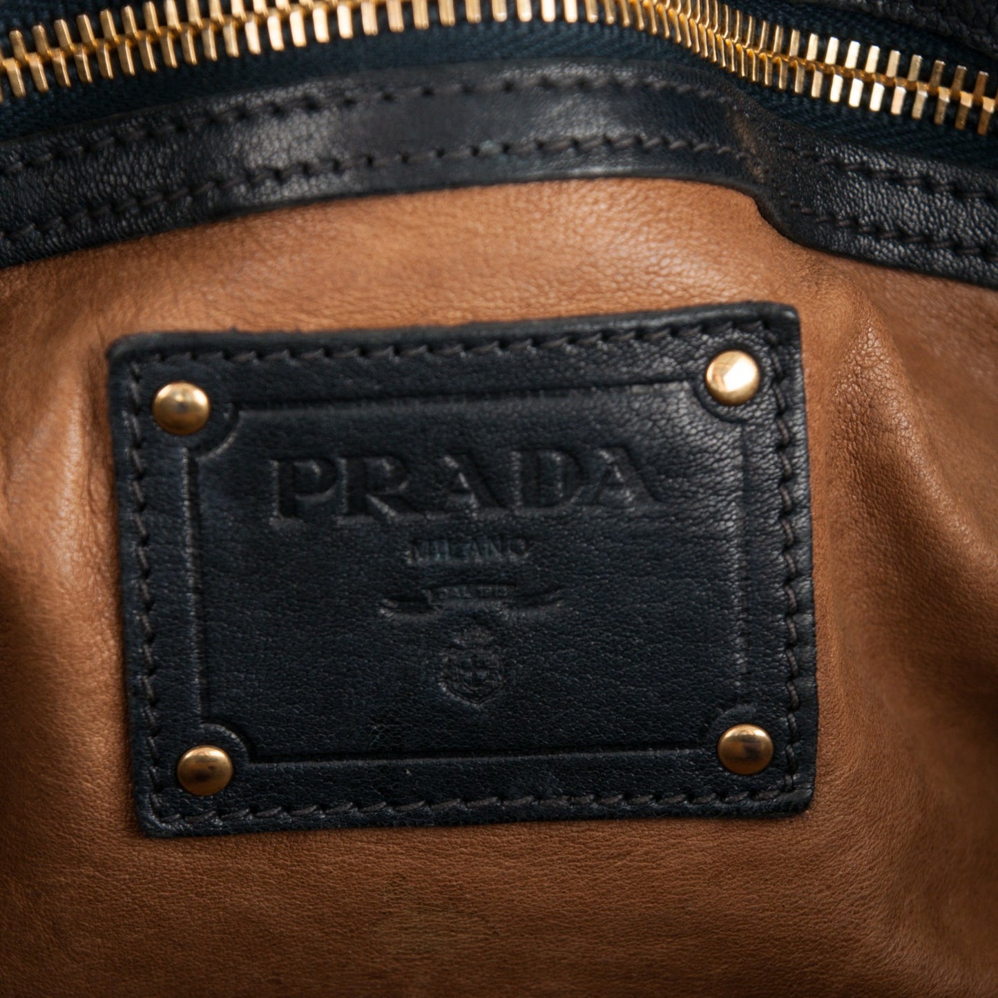 Nappa Studded Aviator Satchel Blue