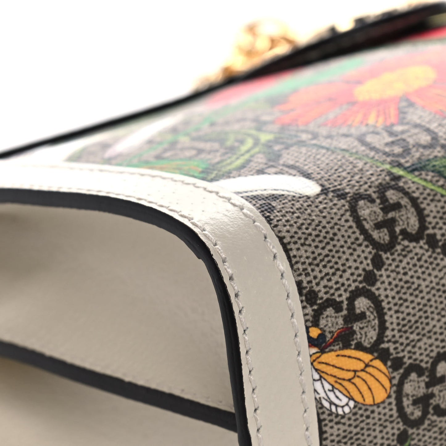 GG Supreme Monogram Flora Web Small Ophidia Chain Shoulder Bag White