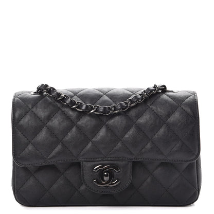 Chanel Crumpled Calfskin Quilted Mini Rectangular Flap So Black 1 of 10