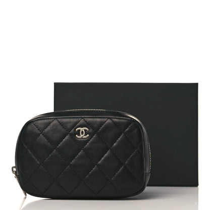 Chanel Lambskin Quilted Small Curvy Pouch Cosmetic Case Black 8 of 8