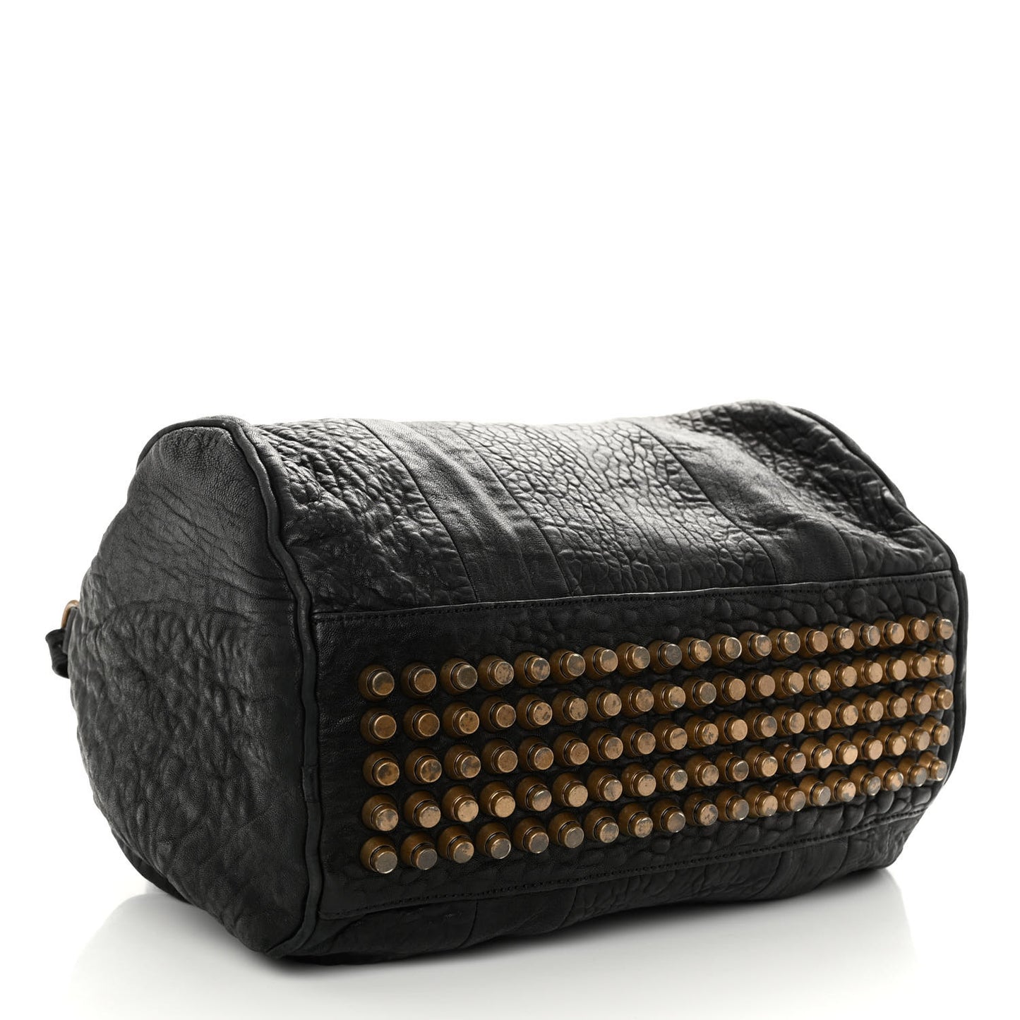 Pebbled Lambskin Rockie Black Antique Brass Hardware