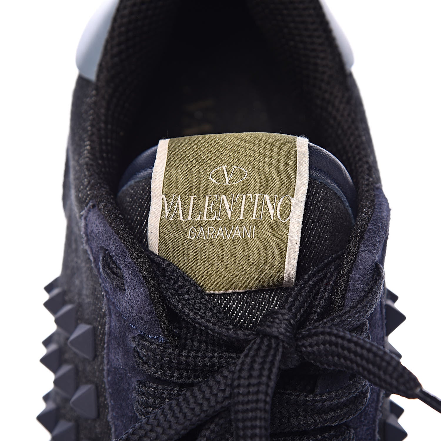 Valentino Garavani Denim Calfskin Suede Rockstud Sneakers 35.5 Deep Denim 6 of 11
