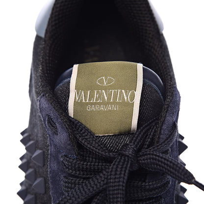 Valentino Garavani Denim Calfskin Suede Rockstud Sneakers 35.5 Deep Denim 6 of 11