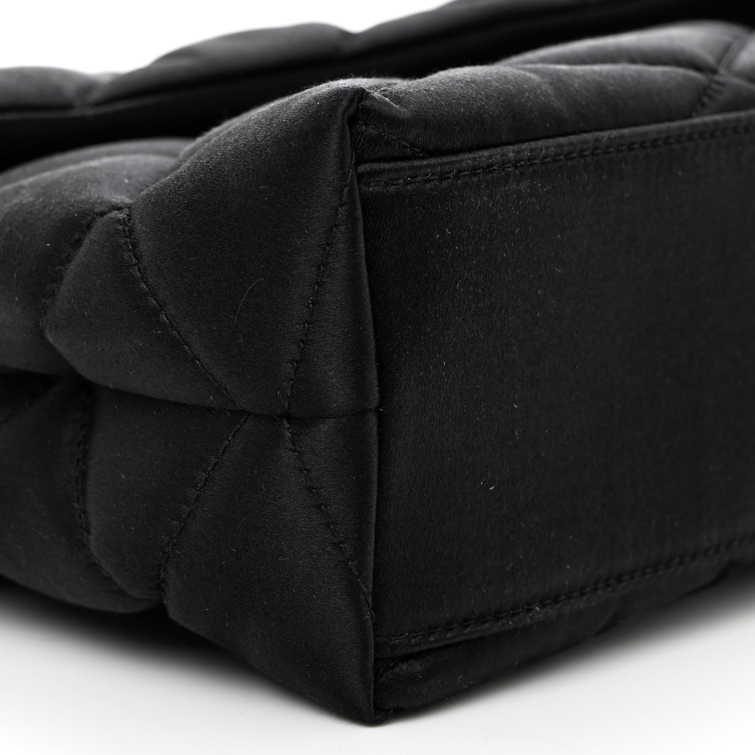 Saint Laurent Satin Quilted Sade Puffer Envelope Clutch Black 8 of 9