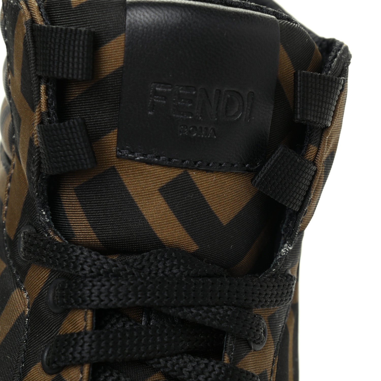 Fendi Nylon FF Reloaded High Top Sneakers 35 Tobacco Black 10 of 10
