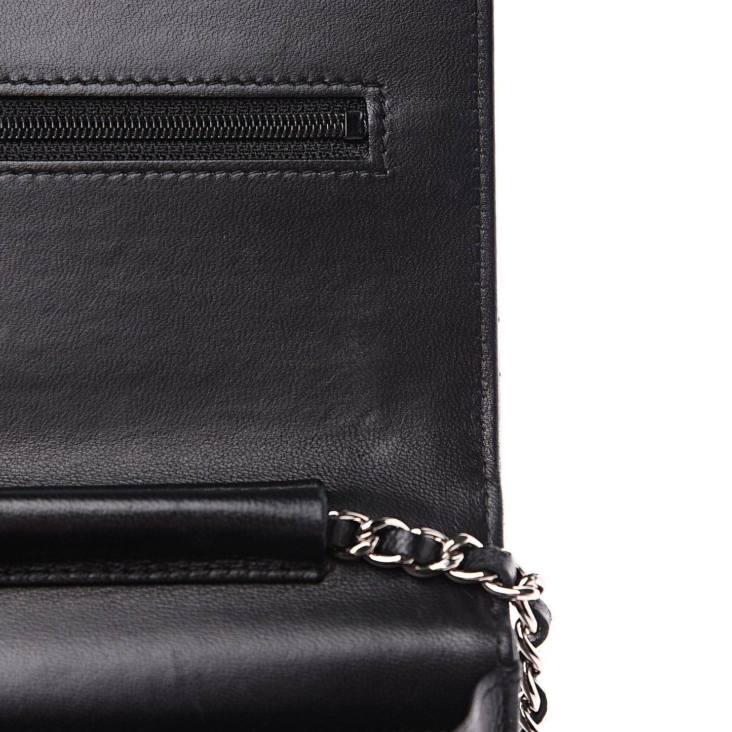 Lambskin Quilted Wallet On Chain WOC Black