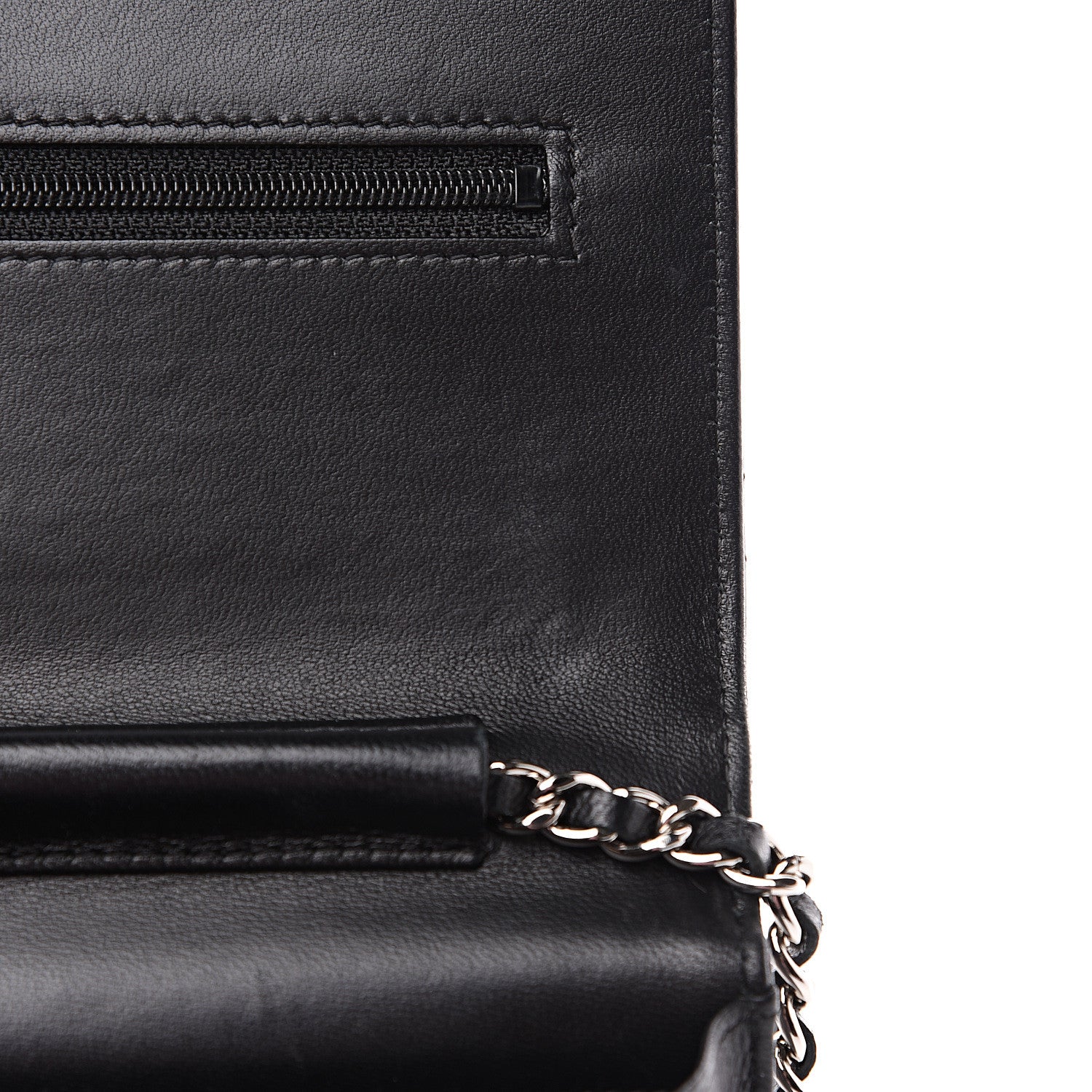 Chanel Lambskin Quilted Wallet On Chain WOC Black 6 of 12