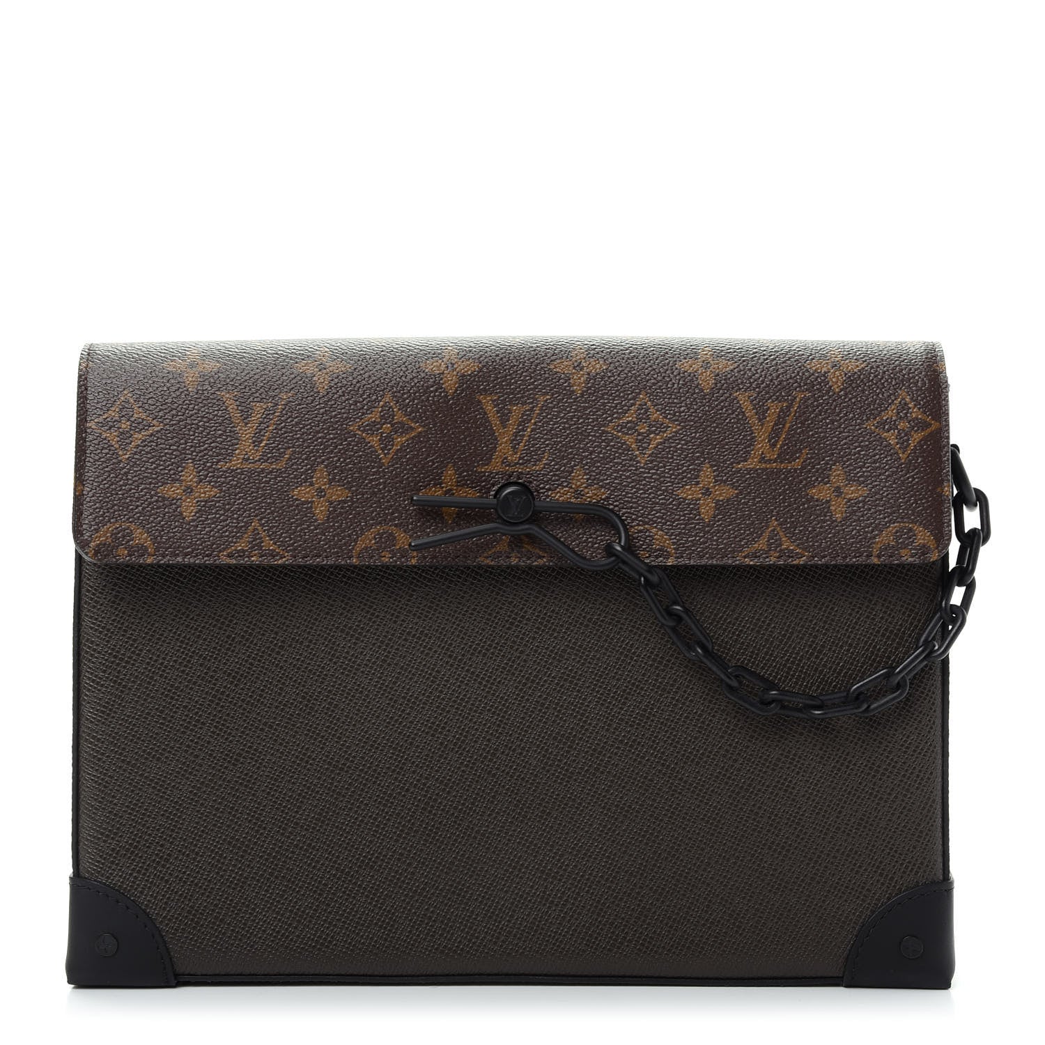 Louis Vuitton Taiga Monogram Pochette Voyage Steamer Khaki Green 1 of 9