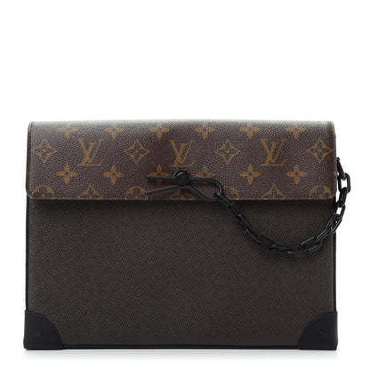 Louis Vuitton Taiga Monogram Pochette Voyage Steamer Khaki Green 1 of 9