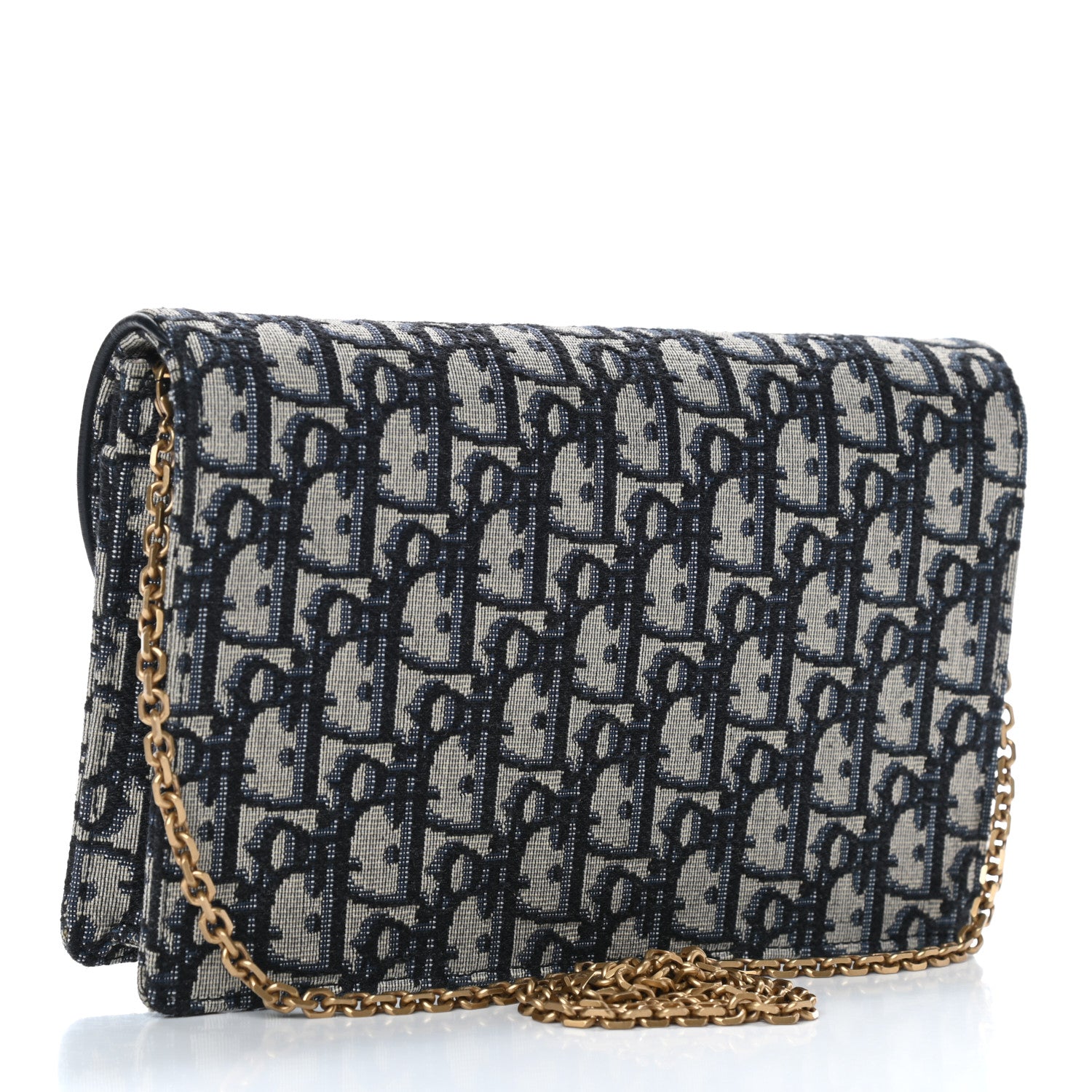 Christian Dior Oblique Saddle Chain Pouch Blue 3 of 8