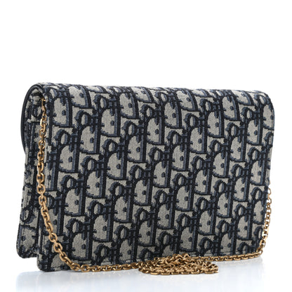 Christian Dior Oblique Saddle Chain Pouch Blue 3 of 8
