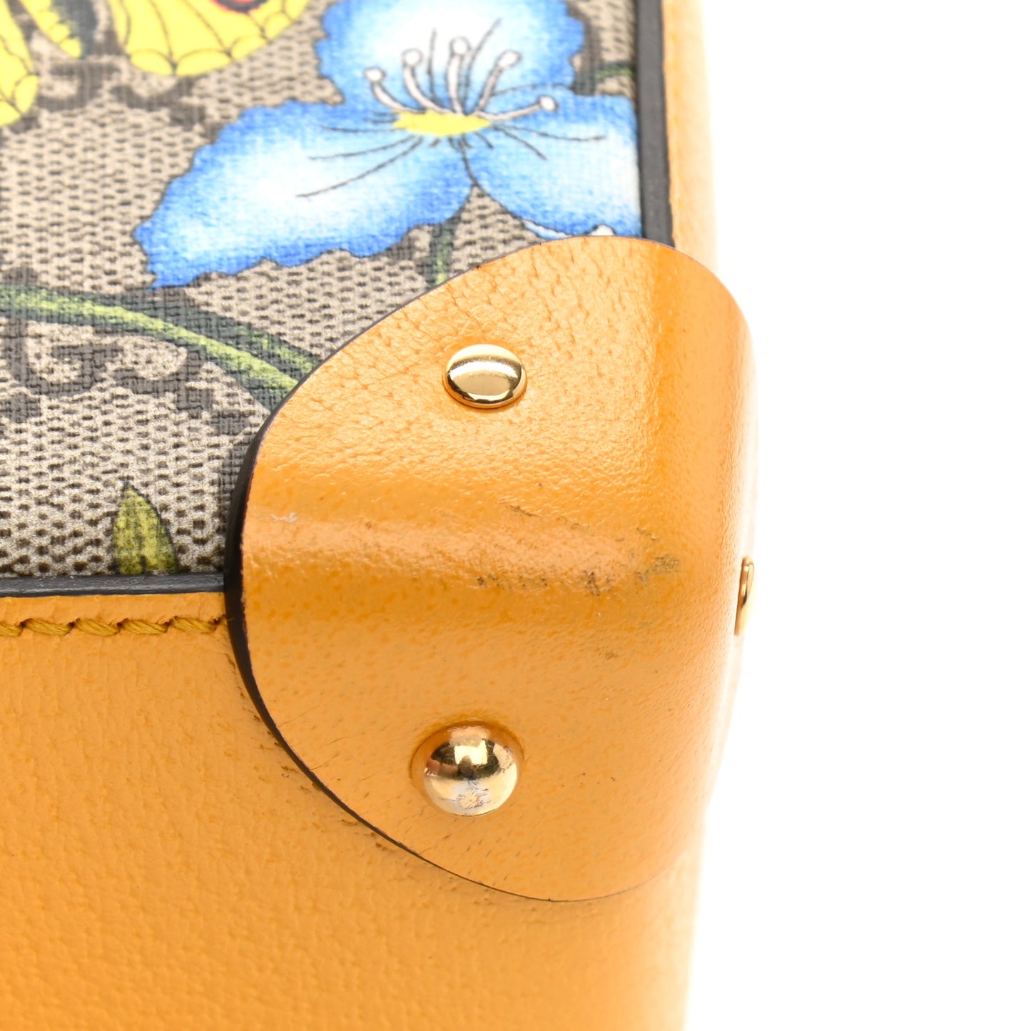 GG Supreme Monogram Flora Small Padlock Bamboo Shoulder Bag Beige Multicolor Crop