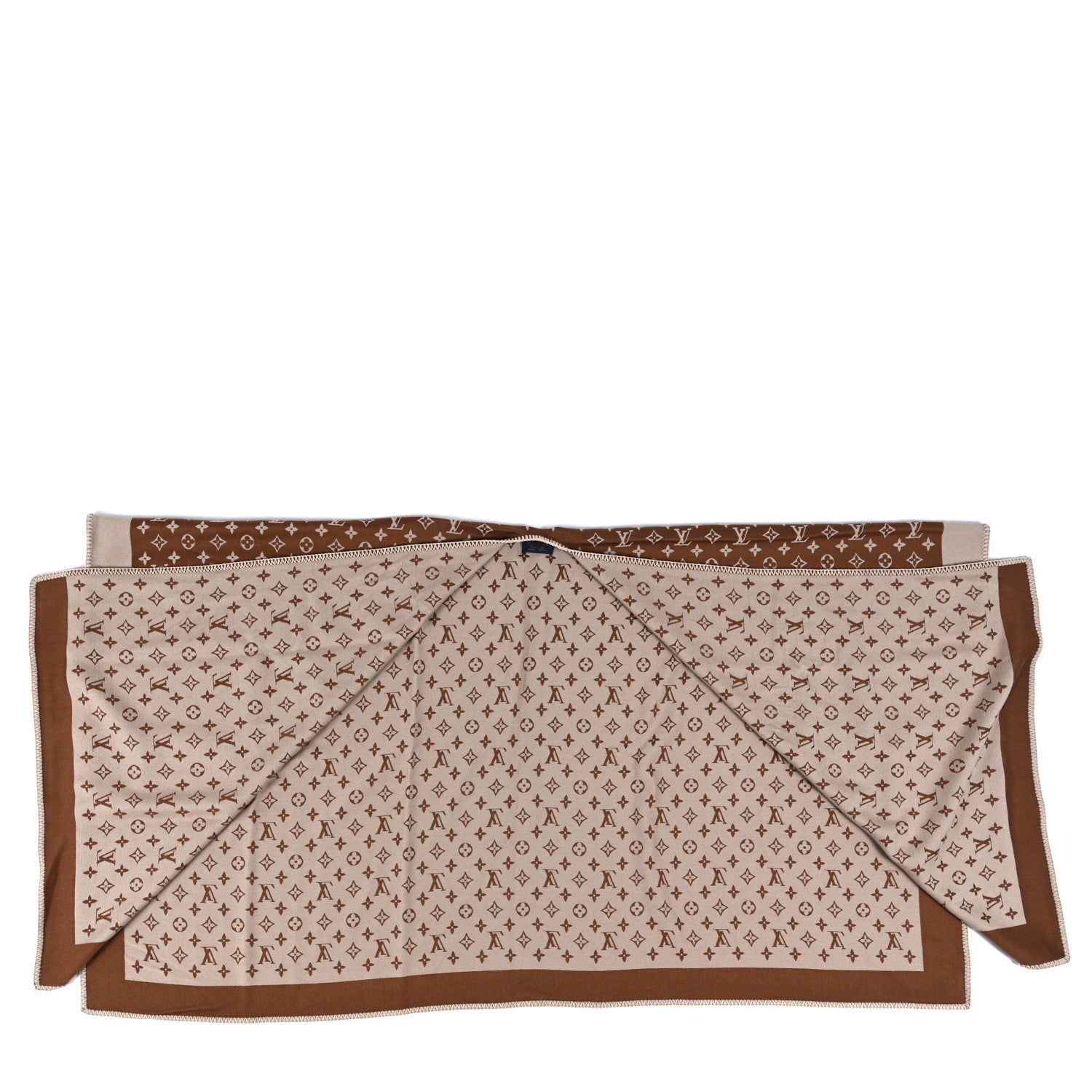 Louis Vuitton Wool Silk Cashmere Monogram Embrace Poncho Brown 3 of 4