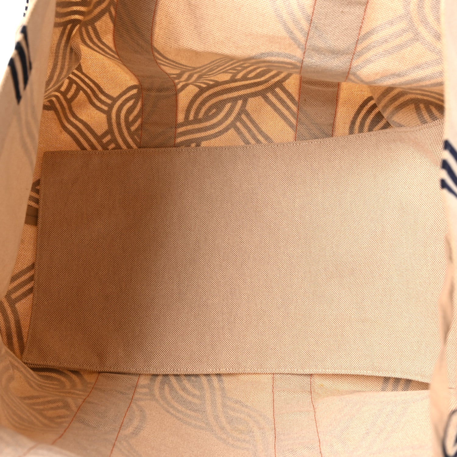 Hermes Cotton Canvas Noeuds Marins Beach Bag Orange Camel 6 of 10