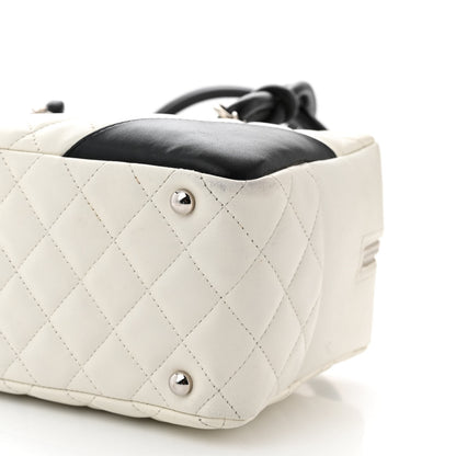Chanel Calfskin Quilted Large Cambon Bowler White Black 10 of 14