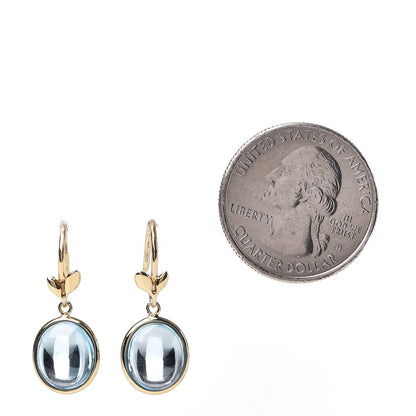 Tiffany 18K Yellow Gold Blue Topaz Paloma Picasso Olive Leaf Drop Earrings 2 of 4
