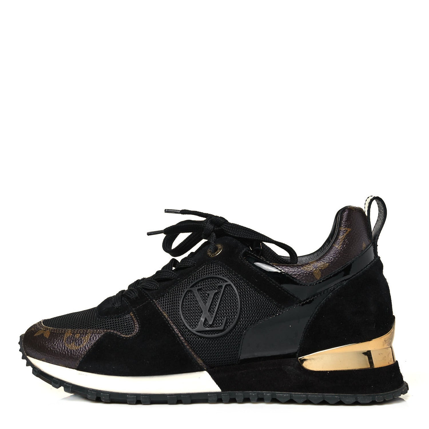 Louis Vuitton Suede Monogram Run Away Sneakers 37 Black 1 of 6