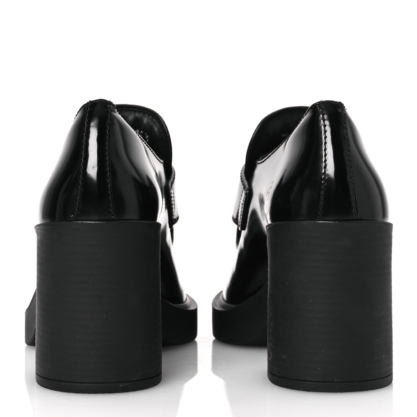 Spazzolato Metal Triangle Logo 85mm Loafers 36.5 Black