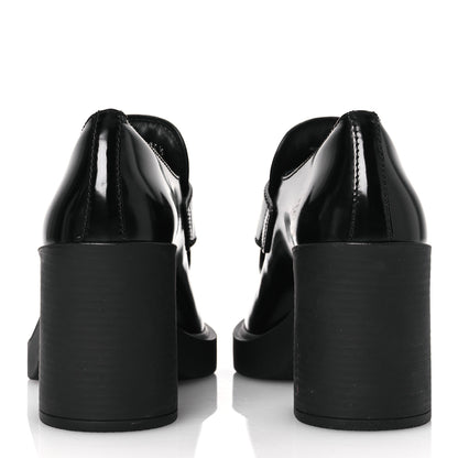 Prada Spazzolato Metal Triangle Logo 85mm Loafers 36.5 Black 6 of 11