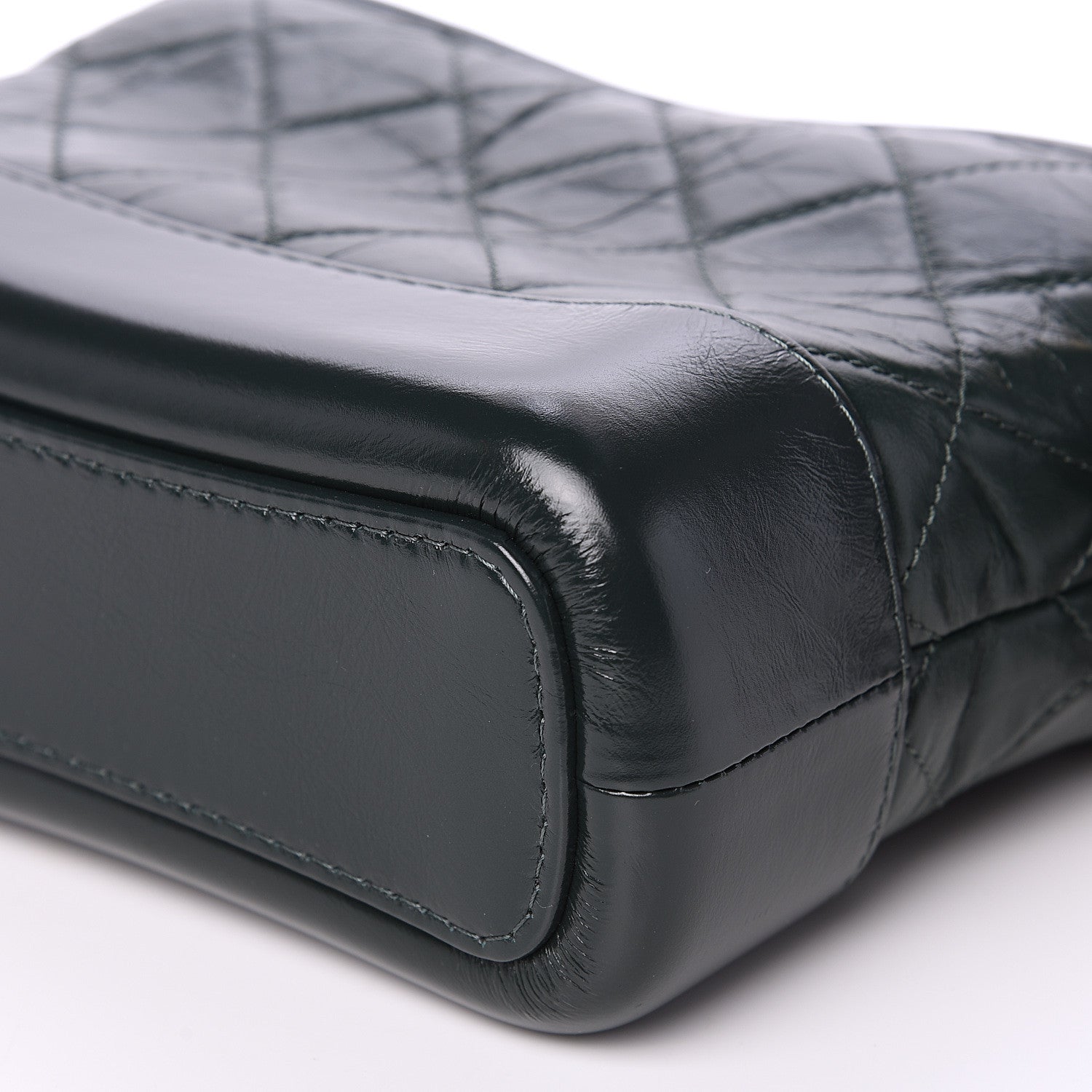 Chanel Aged Calfskin Quilted Small Gabrielle Hobo Dark Green Black 8 of 9