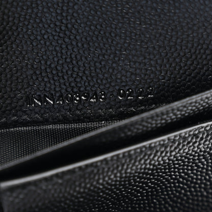 Saint Laurent Grain De Poudre Matelasse Chevron Monogram Compact Tri Fold Wallet Black 7 of 11