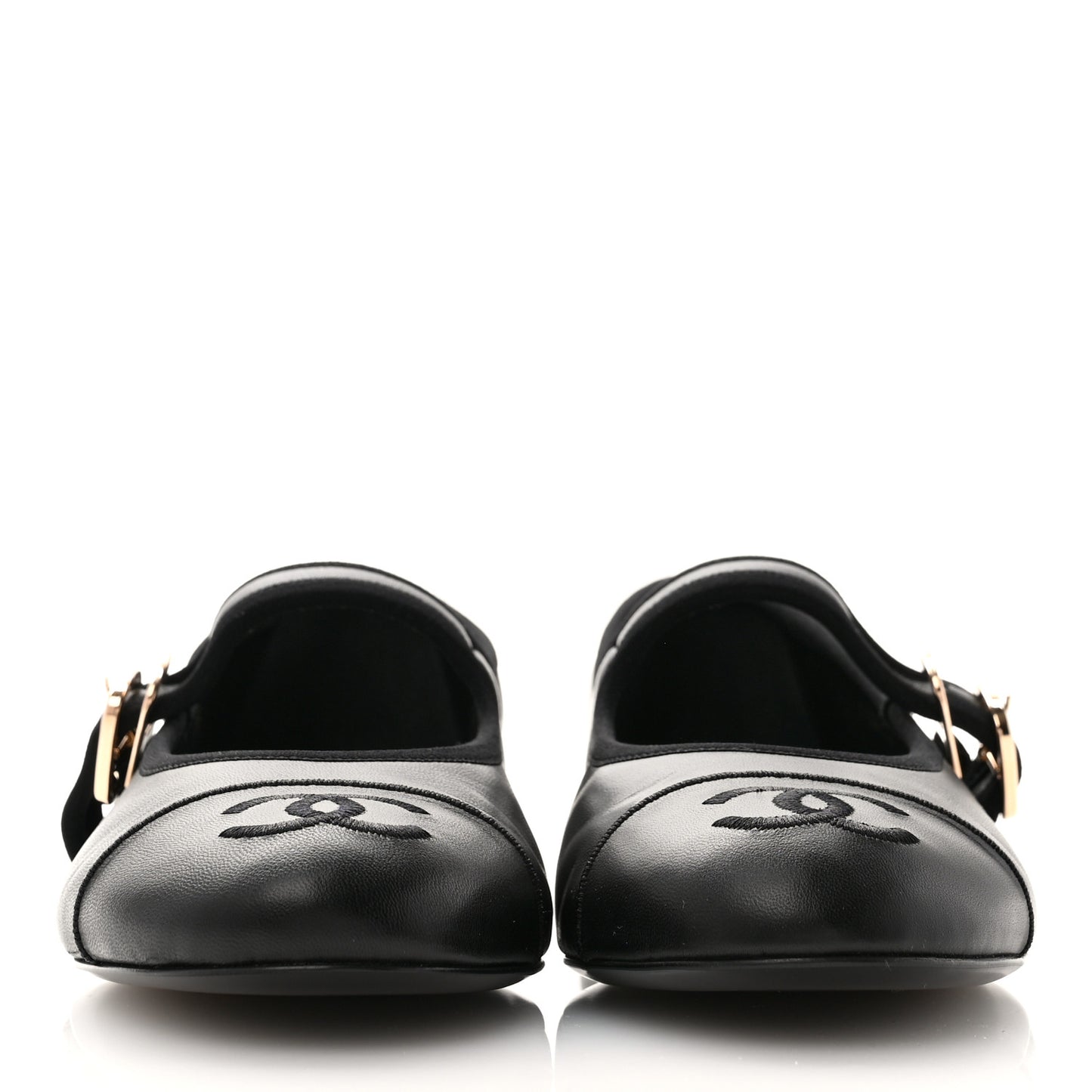 Lambskin Mary Jane Flats 37 Black